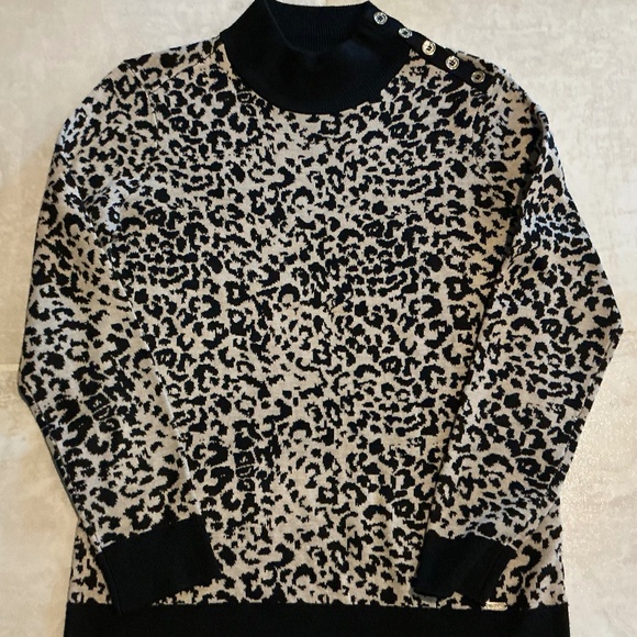 Calvin Klein Sweater Women S Leopard Print Preppy Pullover Classic Designer Glam - Picture 1 of 10